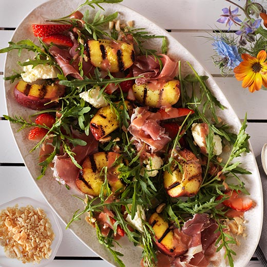 Grilled Peach Salad recipe paired with Calera wines