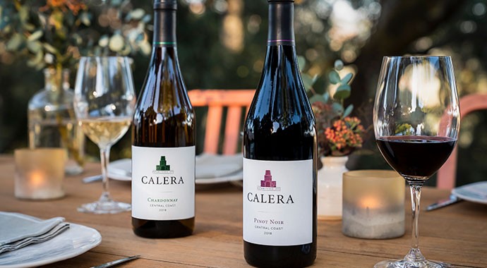 Calera wines on a dinner table