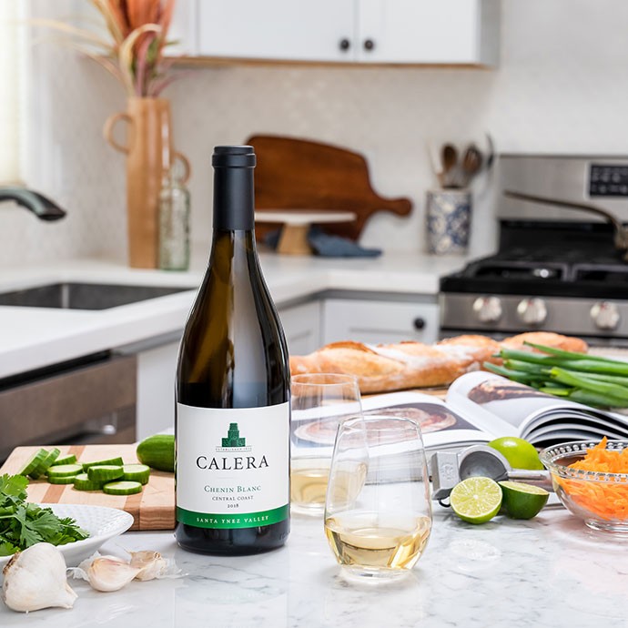 Calera chenin blanc on counter