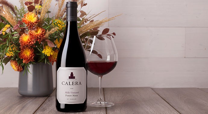 Calera wine on table with flowers