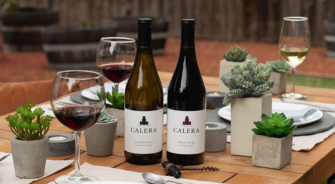 Calera wines on an outdoor table