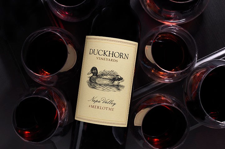 Duckhorn Merlot with wine glasses